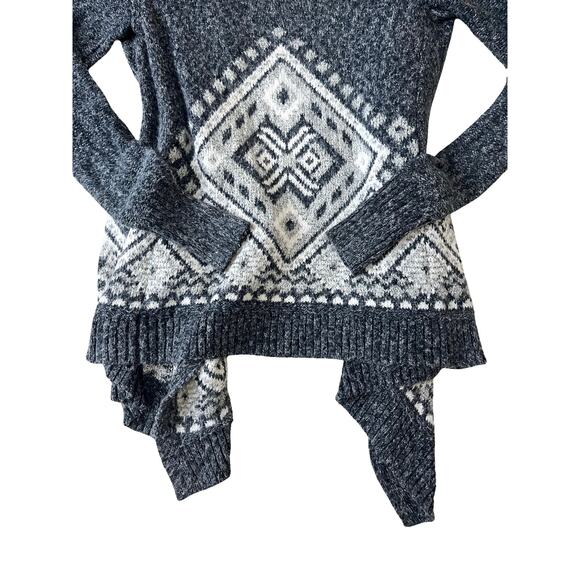 Hollister knitted open grey cardigan with white festive pattern size XS - Picture 6 of 7